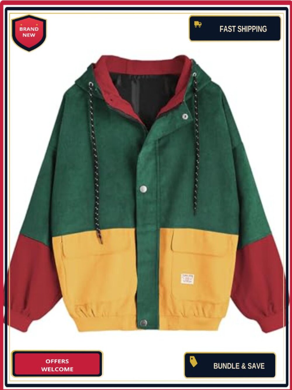 Vintage Corduroy Fleece Lined Shacket Hooded Button Down